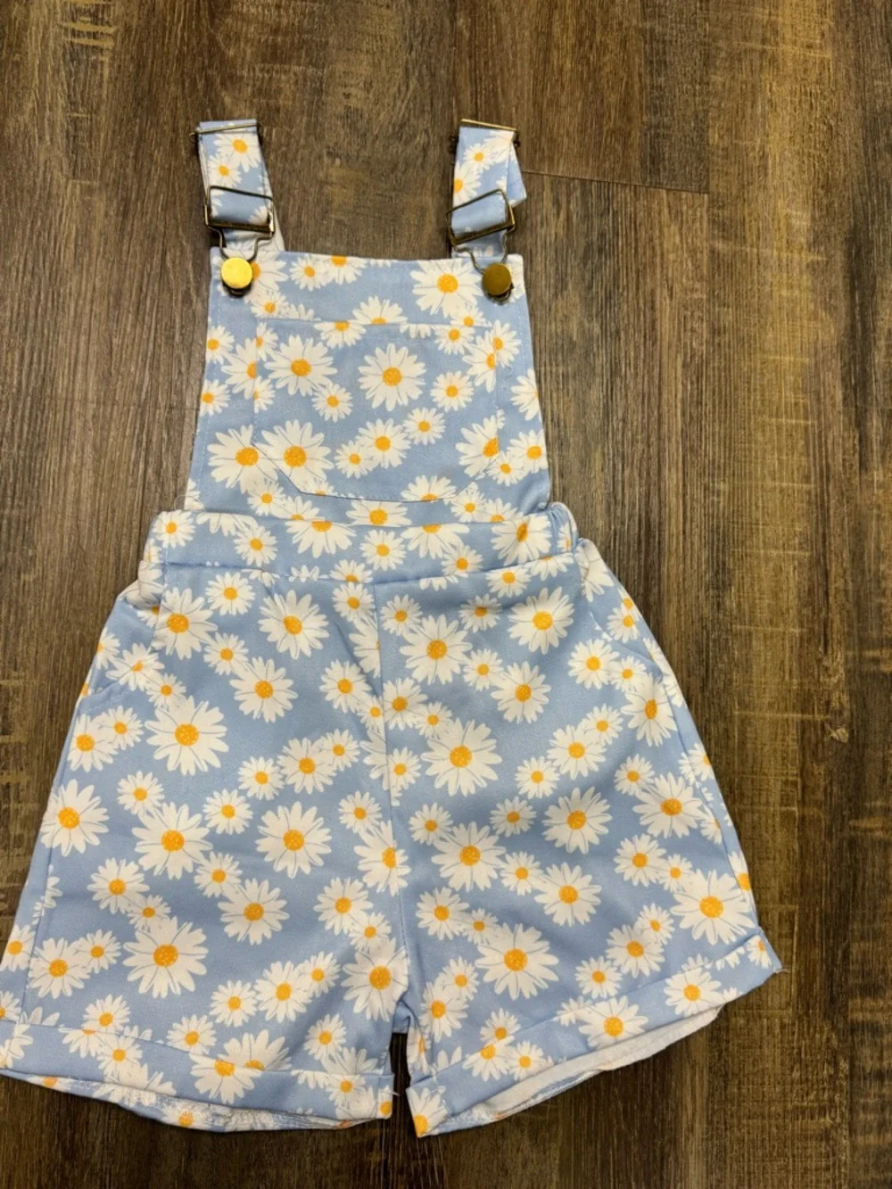 Blue Daisy‎ Print Kids Overalls Shorts - Floral Suspender Romper 2-3 Year Old